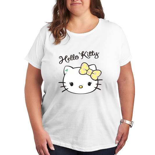 Sunny Yellow Polka?Dot Bow Hello Kitty Casual Plus?Size Top