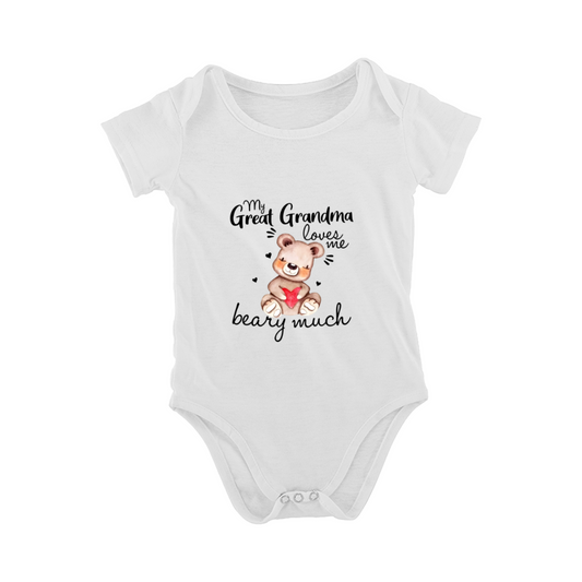 My Great Grandma Loves Me Bear Heart Watercolor Print Baby Shower Gift Onesie