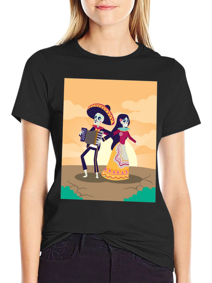 Day of the Dead Skeleton Couple Graphic Tee
