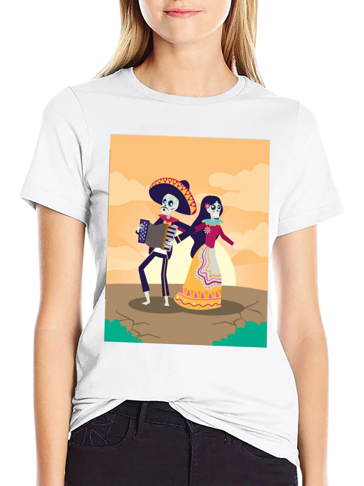 Day of the Dead Skeleton Couple Graphic Tee