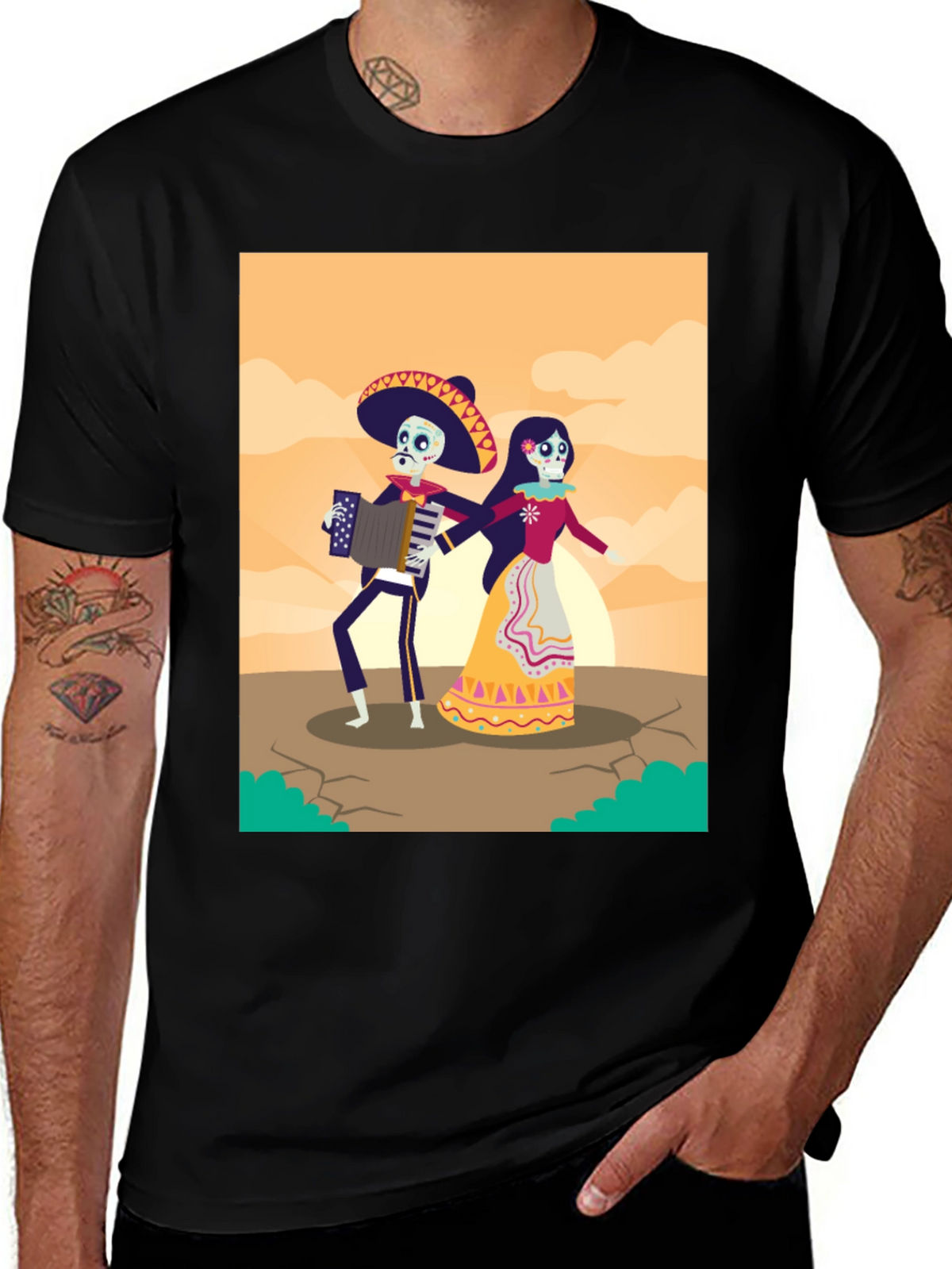 Day of the Dead Skeleton Couple Graphic Tee