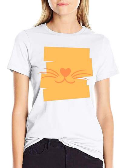 Cute Cat Face Graphic Tee - Stylish Casual Wear