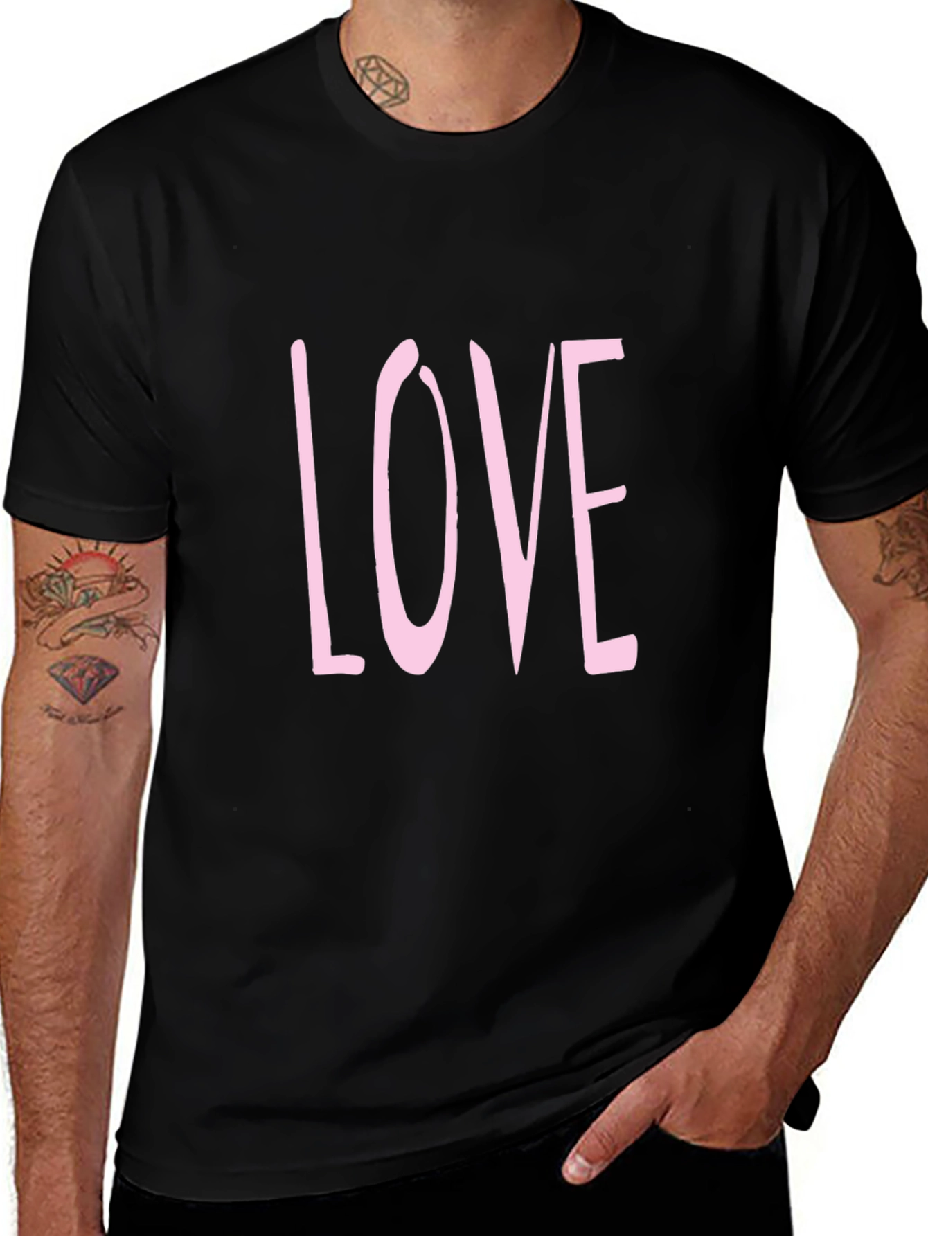 Mens Black LOVE Graphic Tee