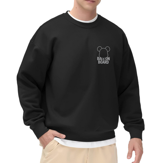 Minimal Bear Ear Ballon Board Small Chest Print Crew Top