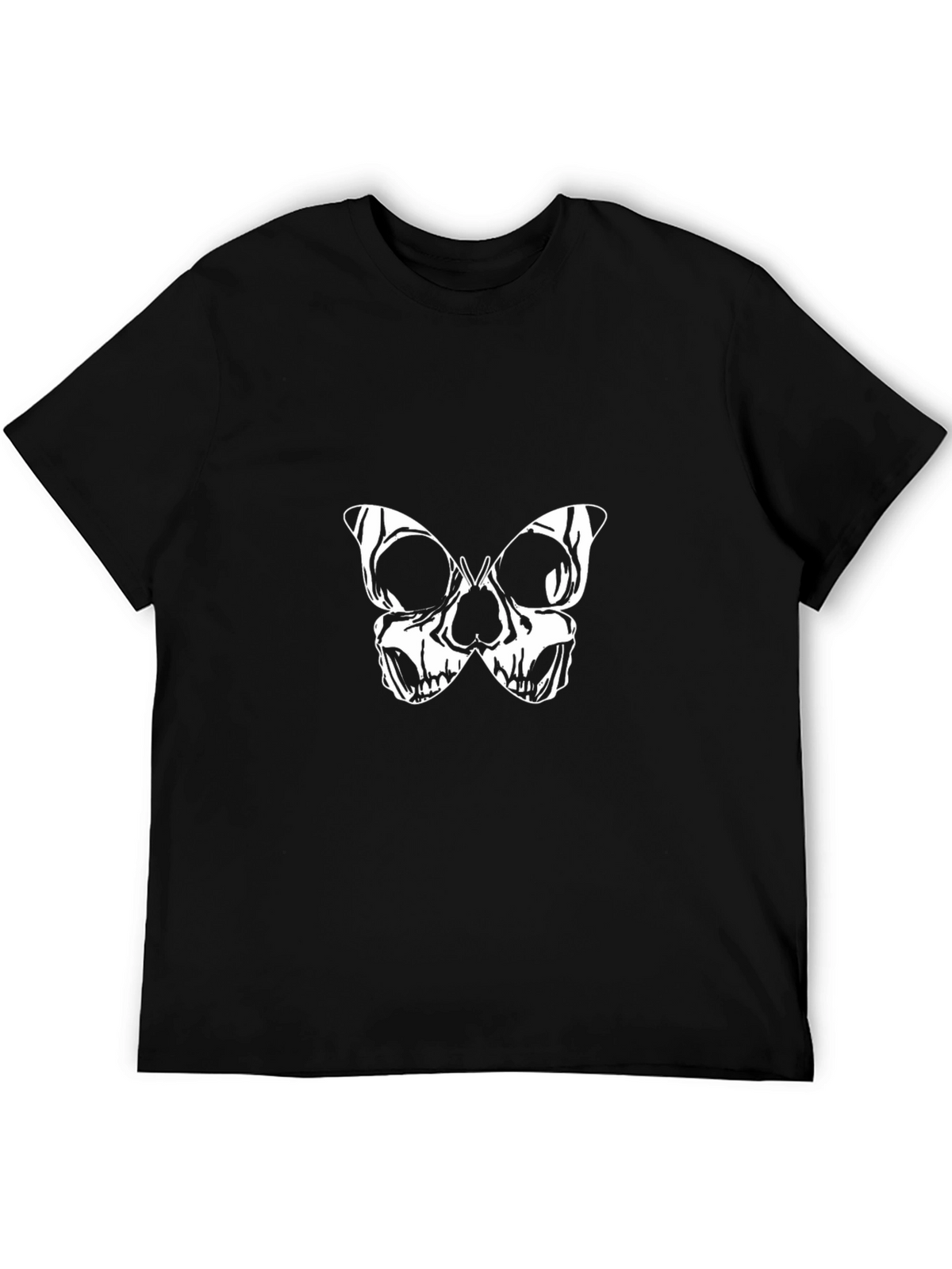Skull Butterfly Graphic Tee - Black Cotton Blend