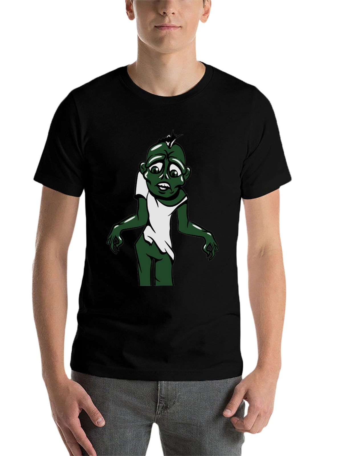 Zombie Cartoon Graphic Tee - Black