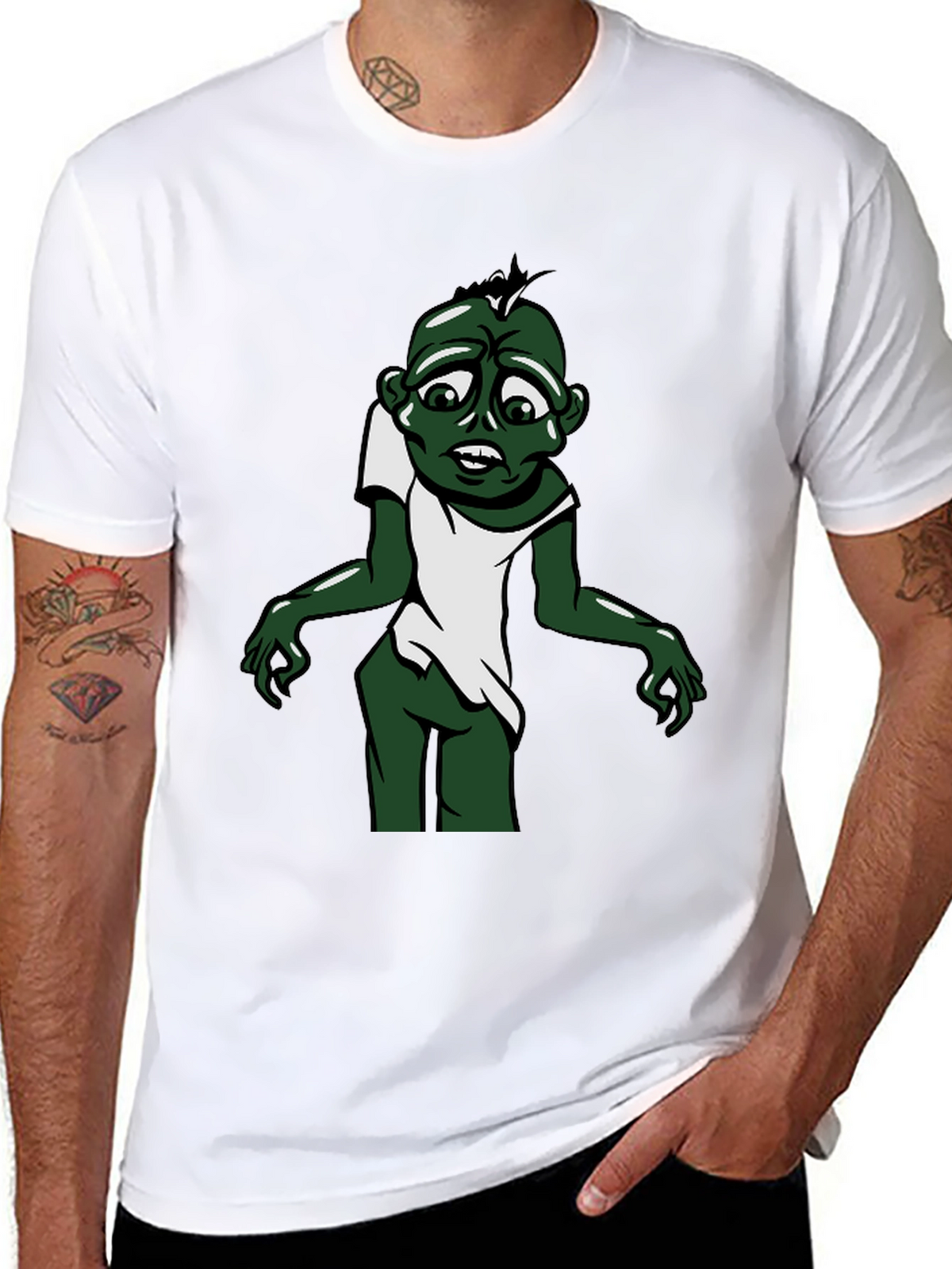 Zombie Cartoon Graphic Tee - Black