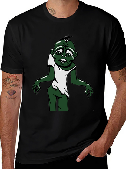 Zombie Cartoon Graphic Tee - Black