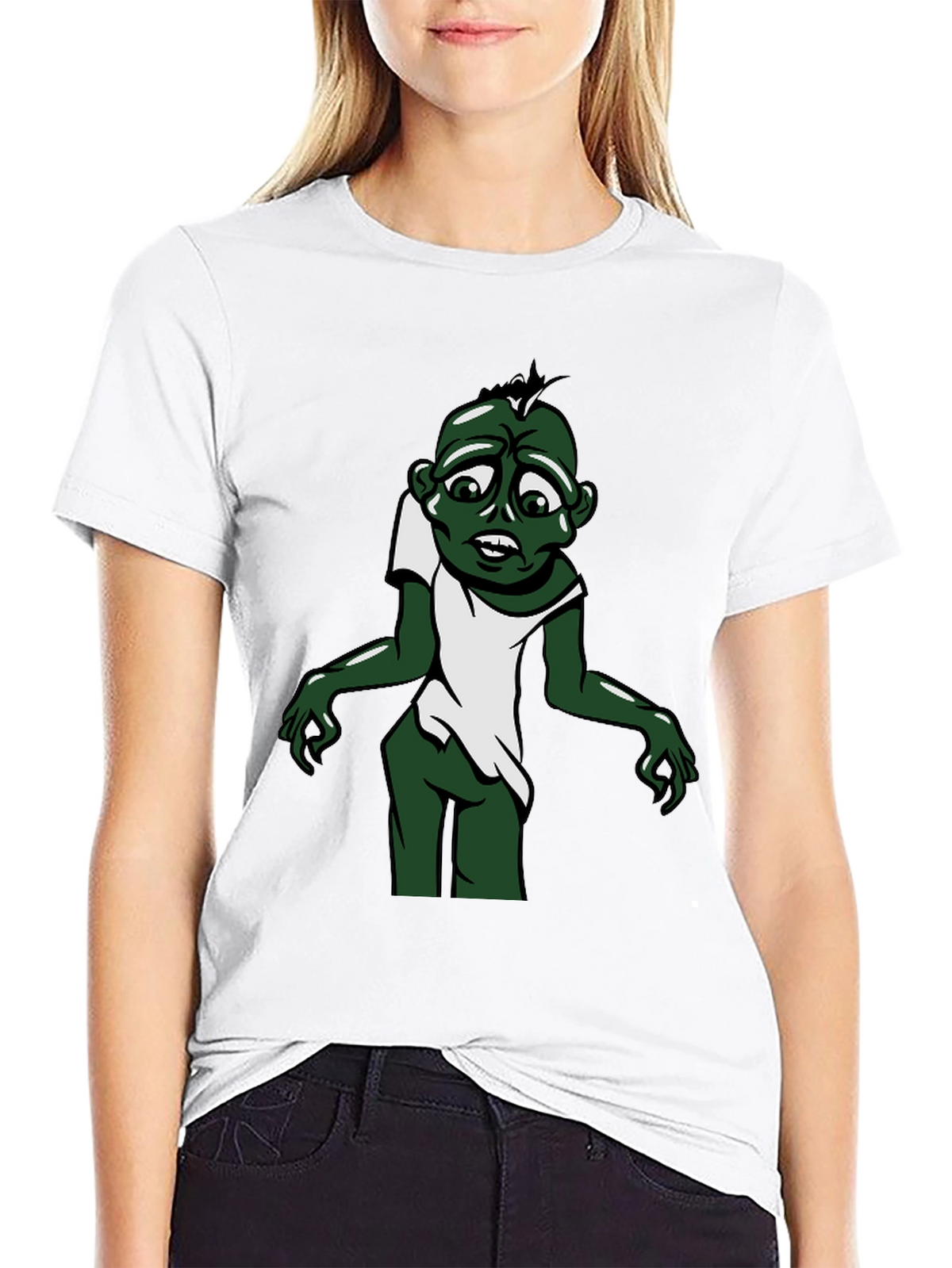 Zombie Cartoon Graphic Tee - Black