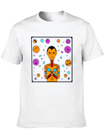 Retro Robot Graphic Tee - Black Cotton Blend