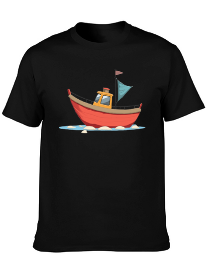 Cartoon Boat Graphic T-Shirt