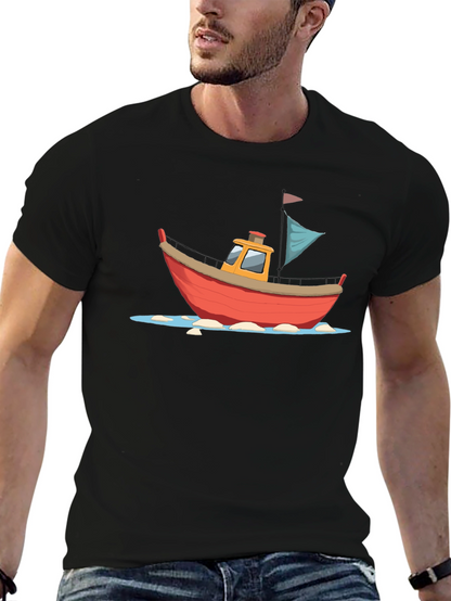 Cartoon Boat Graphic T-Shirt