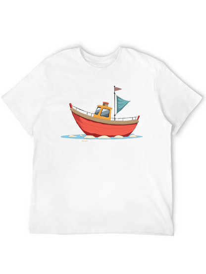 Cartoon Boat Graphic T-Shirt