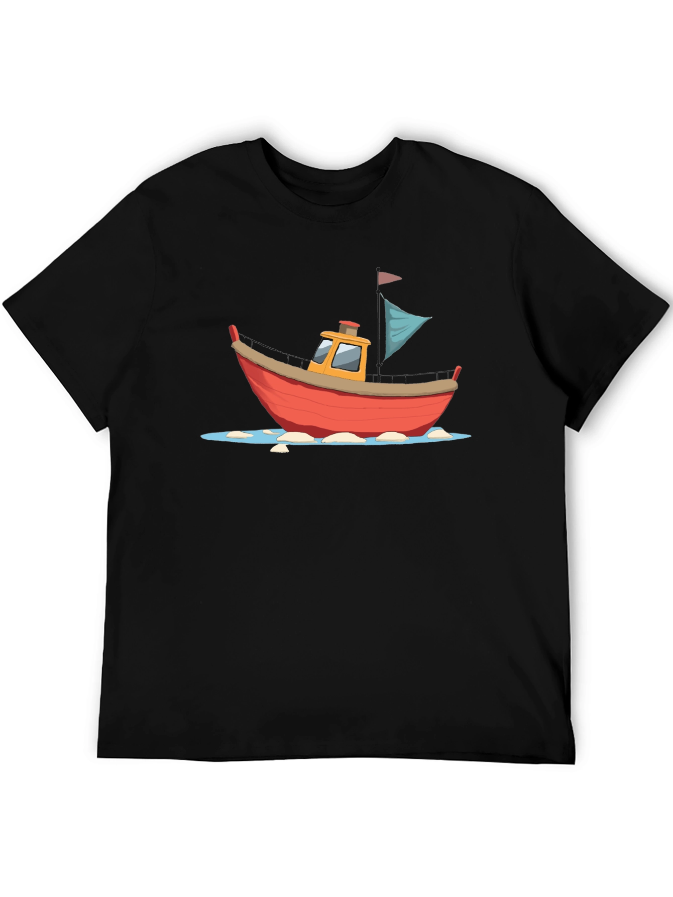 Cartoon Boat Graphic T-Shirt