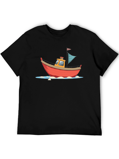 Cartoon Boat Graphic T-Shirt