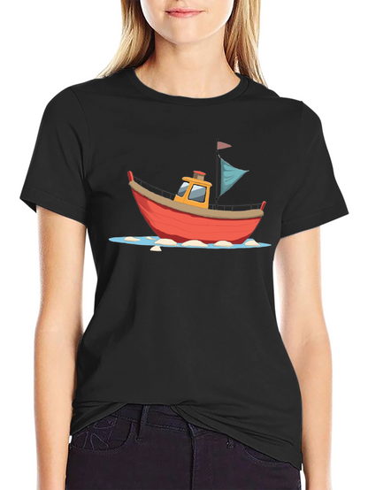Cartoon Boat Graphic T-Shirt