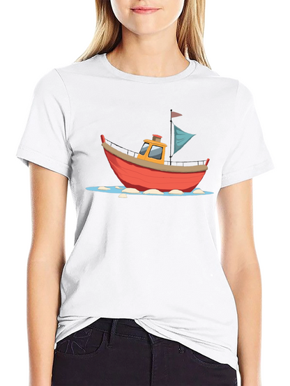 Cartoon Boat Graphic T-Shirt