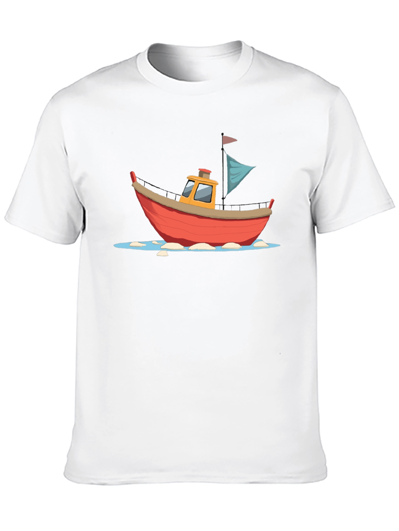 Cartoon Boat Graphic T-Shirt