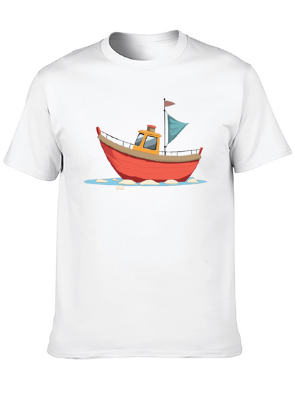 Cartoon Boat Graphic T-Shirt