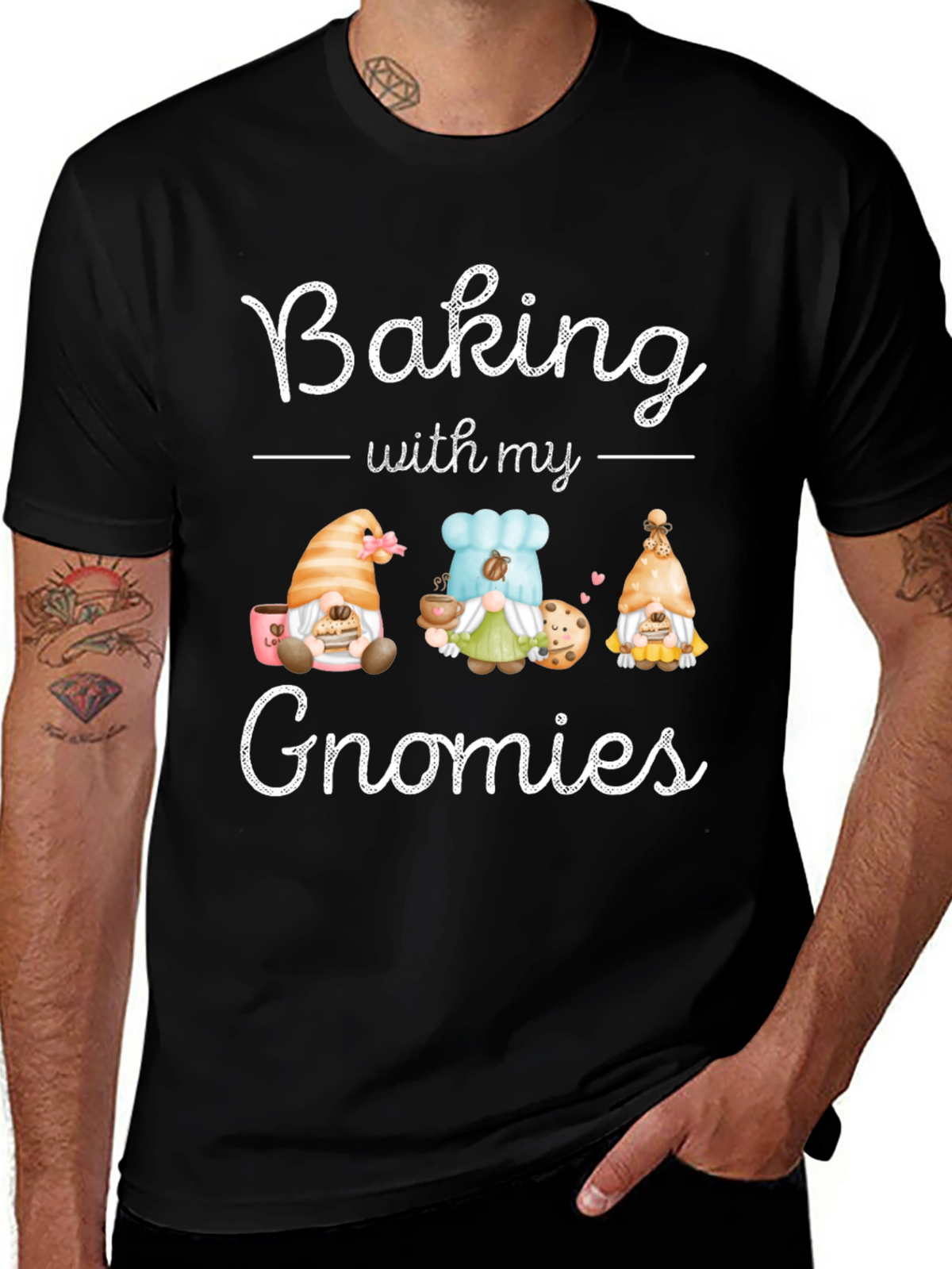 Baking with my Gnomies Black T-Shirt