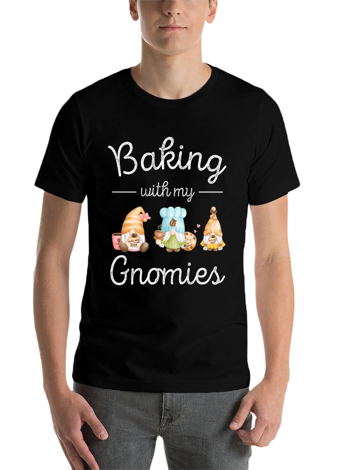 Baking with my Gnomies Black T-Shirt