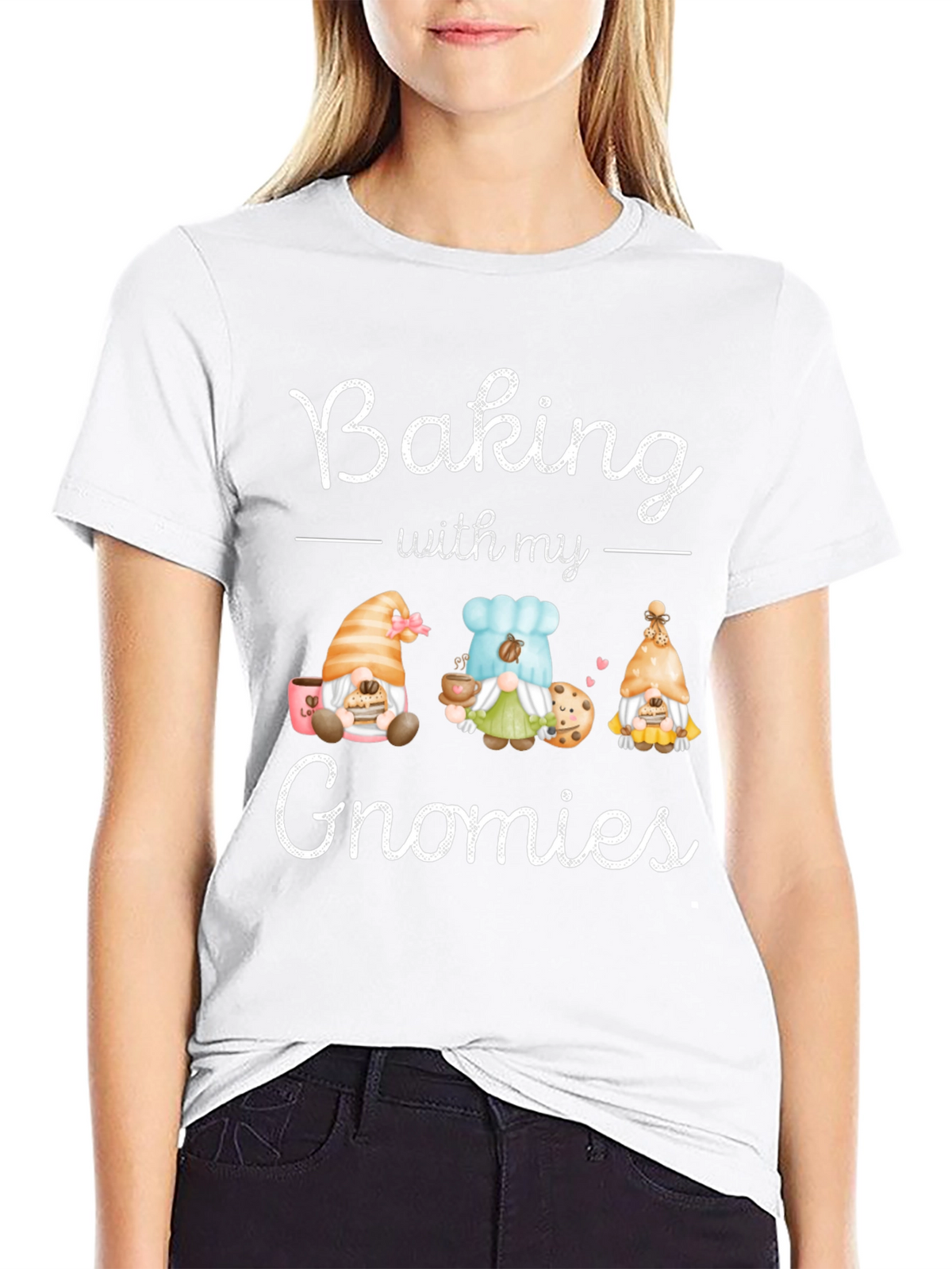 Baking with my Gnomies Black T-Shirt