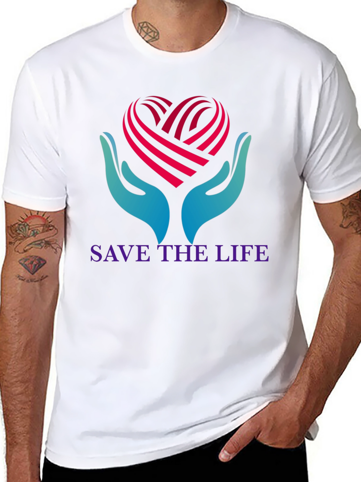 Save the Life T-Shirt - Heart Hands Graphic