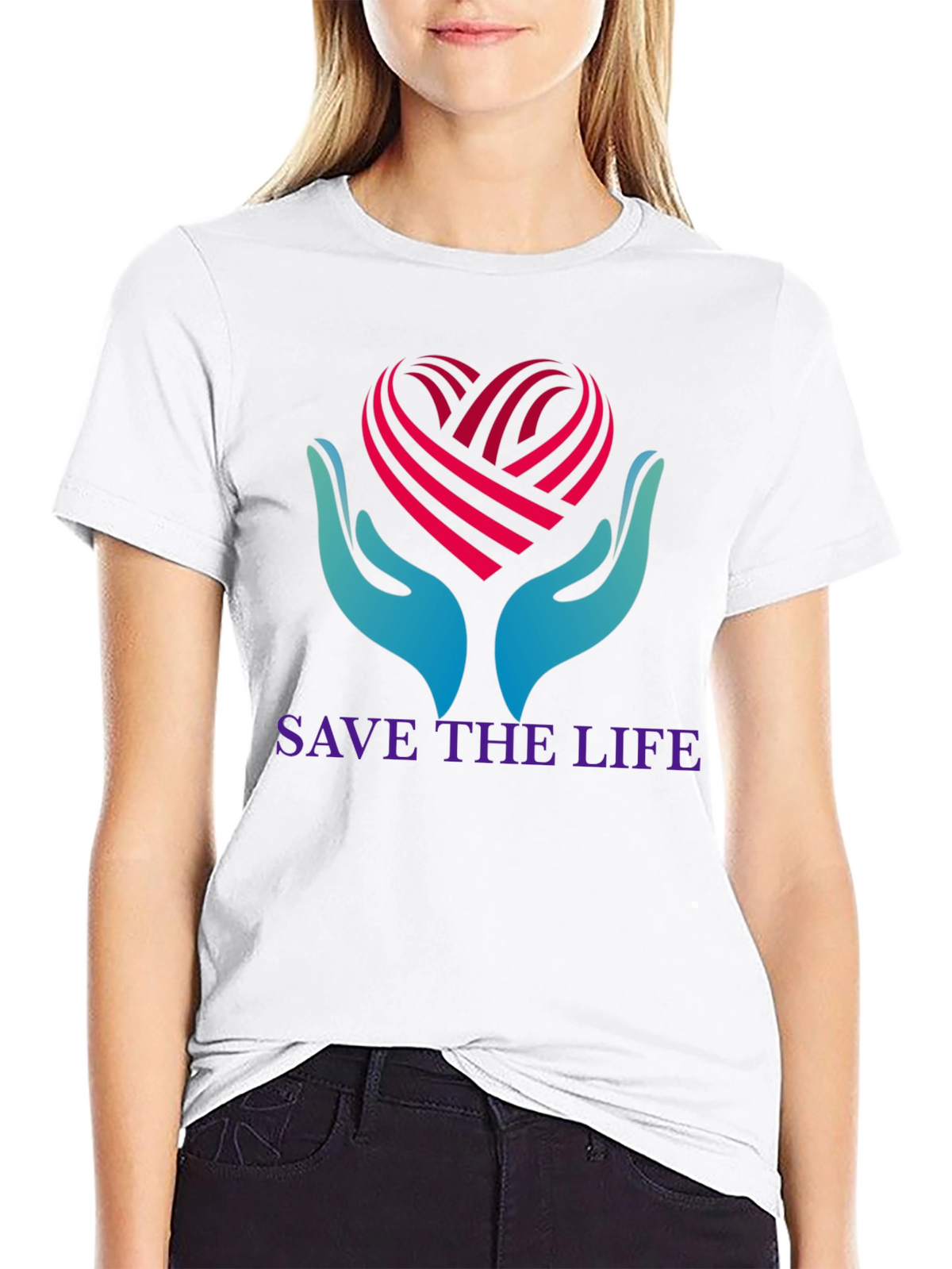 Save the Life T-Shirt - Heart Hands Graphic