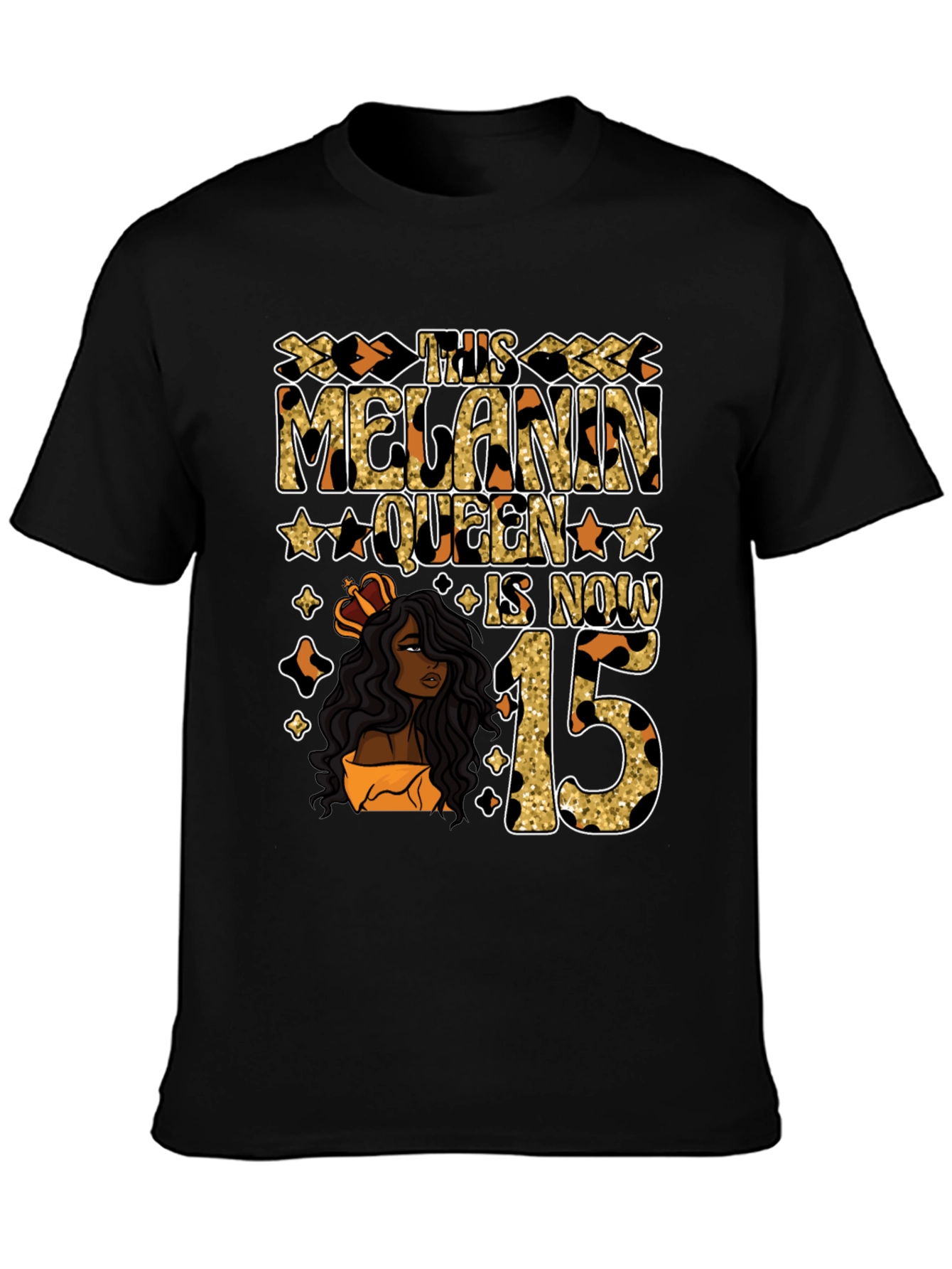 Melanin Queen 15th Birthday T-Shirt