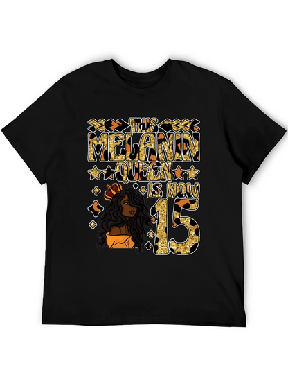 Melanin Queen 15th Birthday T-Shirt