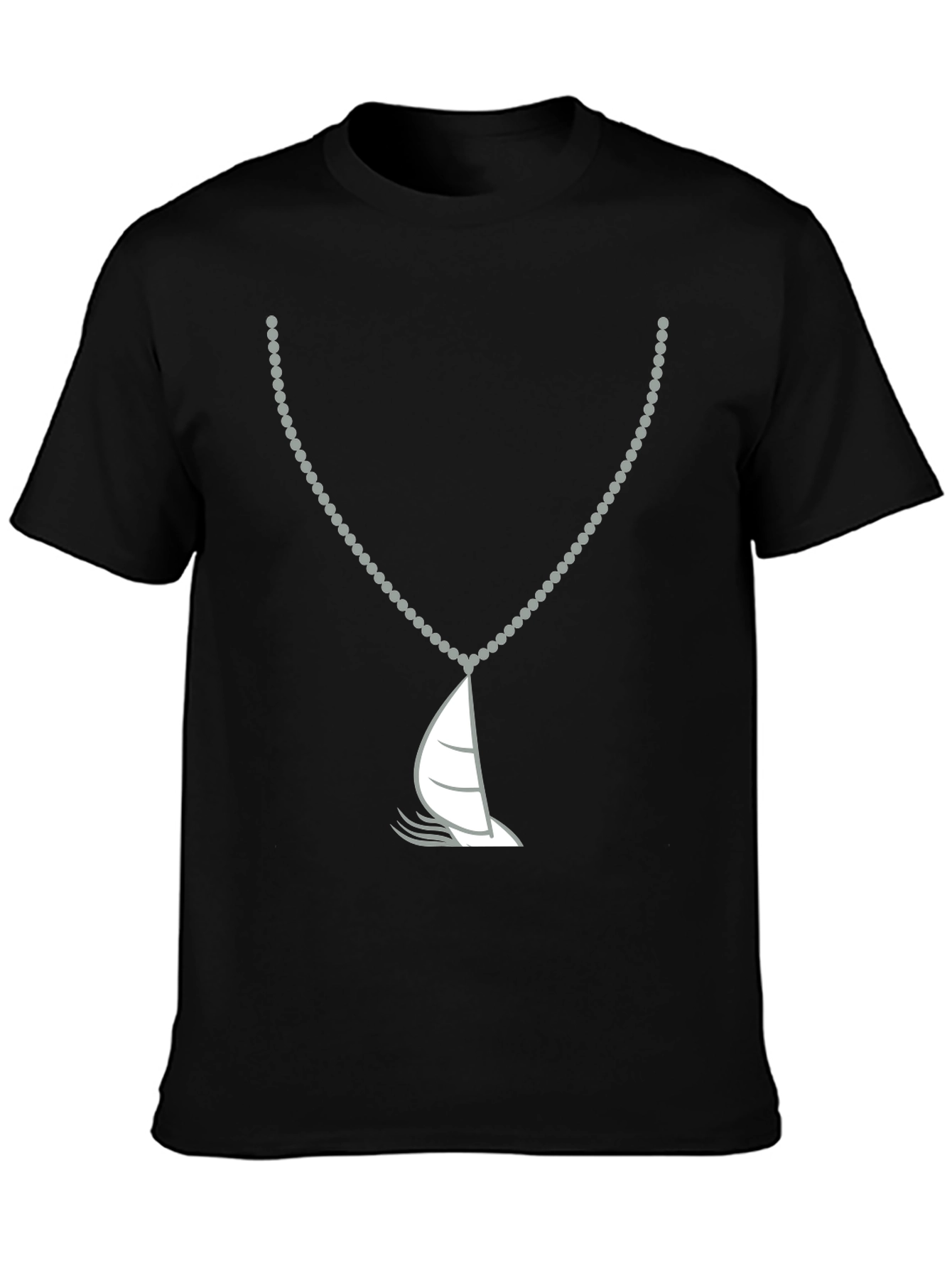Nautical Sailboat Necklace Graphic Tee - Black