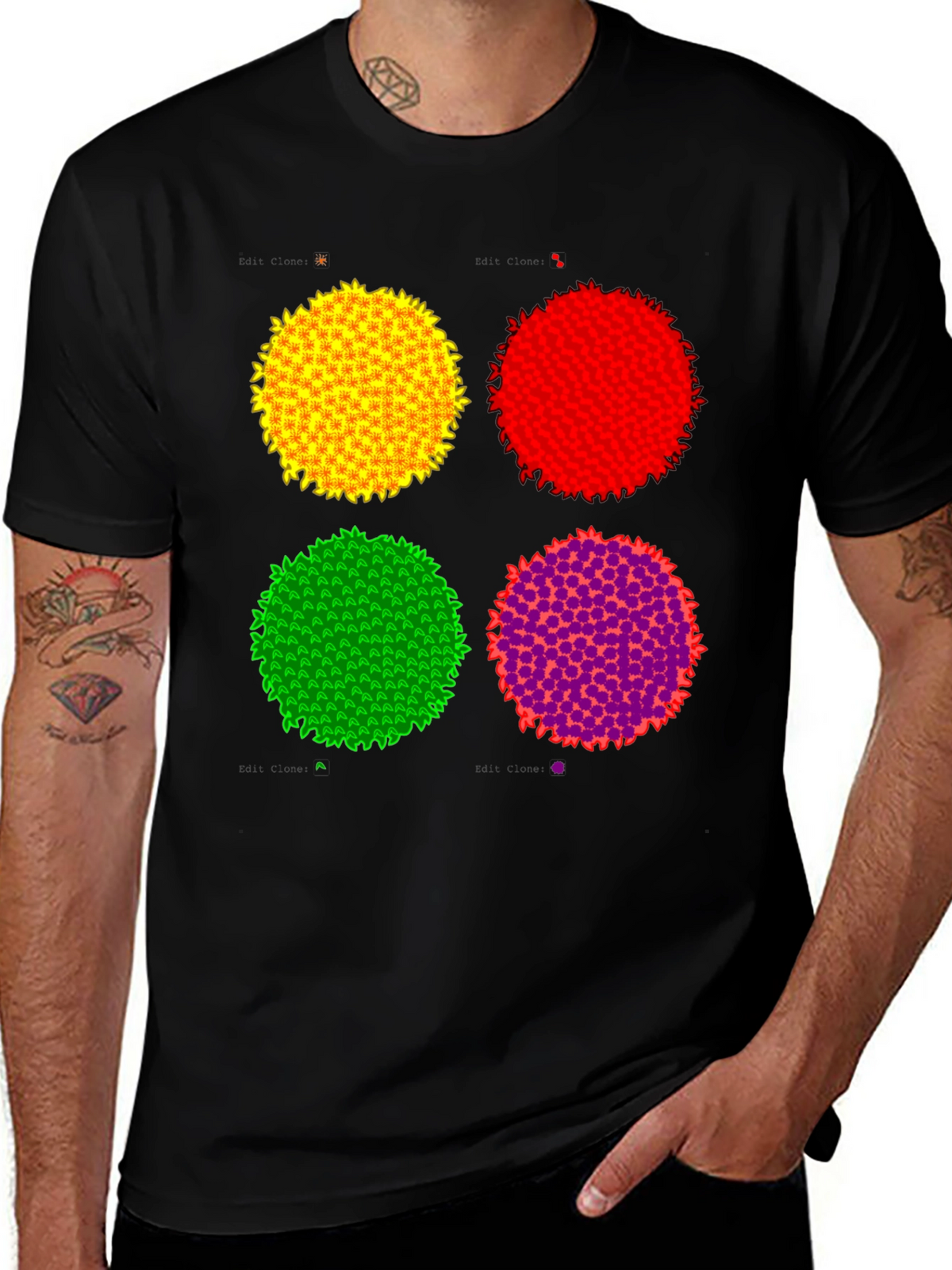 Abstract Circle Graphic Print Black Tee