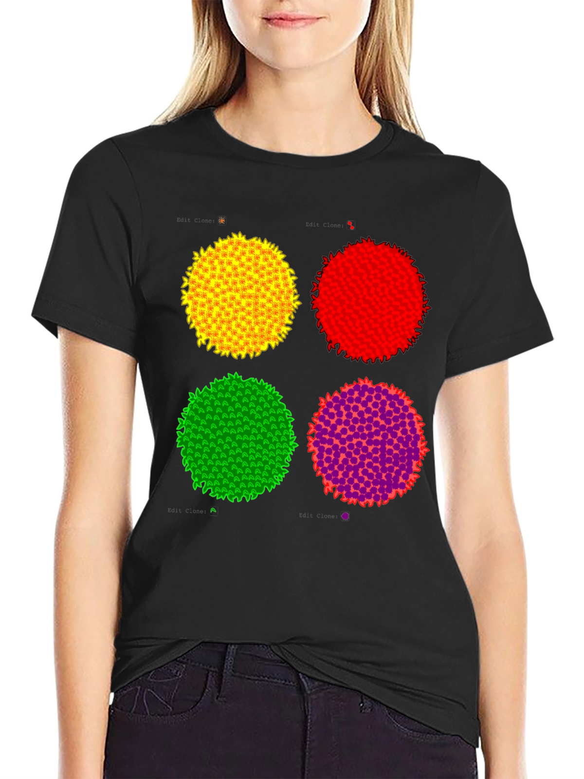 Abstract Circle Graphic Print Black Tee
