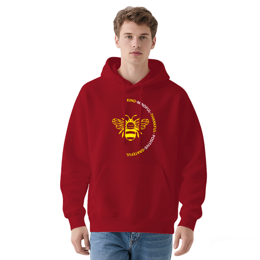 Kind Positive Bee Positive Quote Hoodie, Gentle Cozy Red Sweatshirt