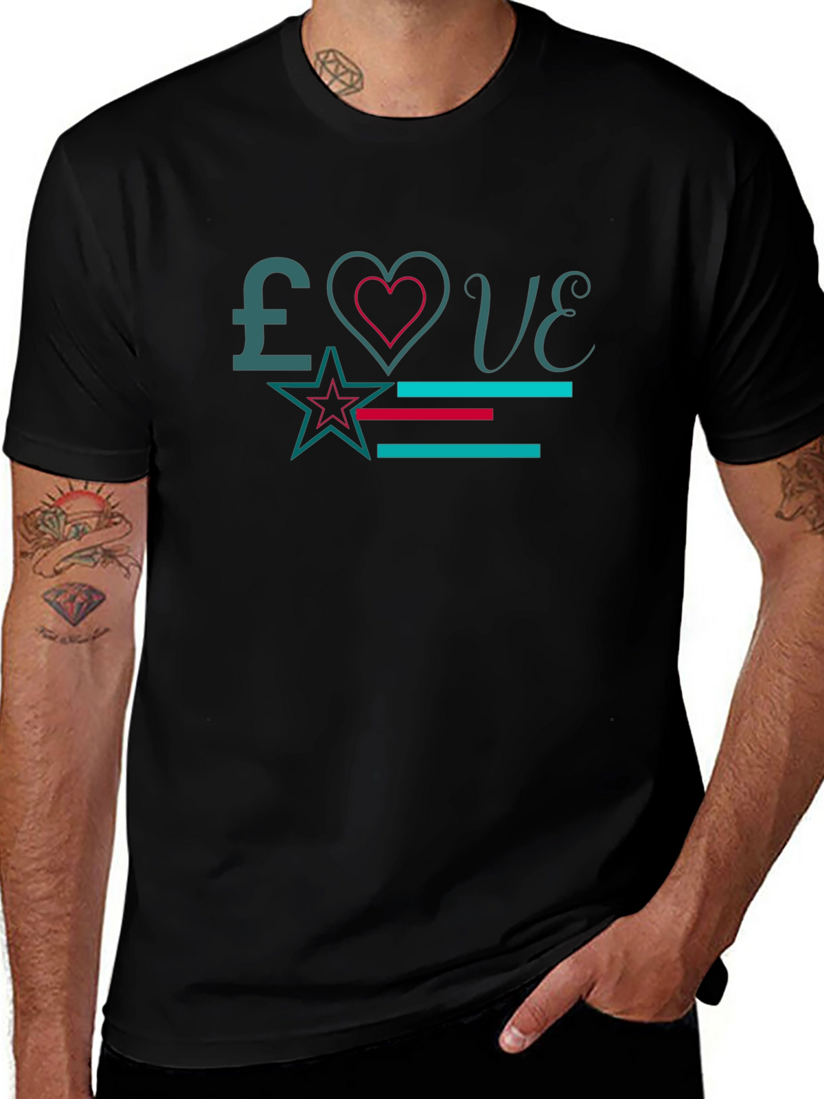 Love Graphic Print Black T-Shirt