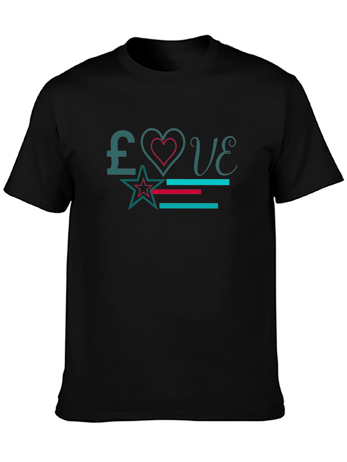 Love Graphic Print Black T-Shirt