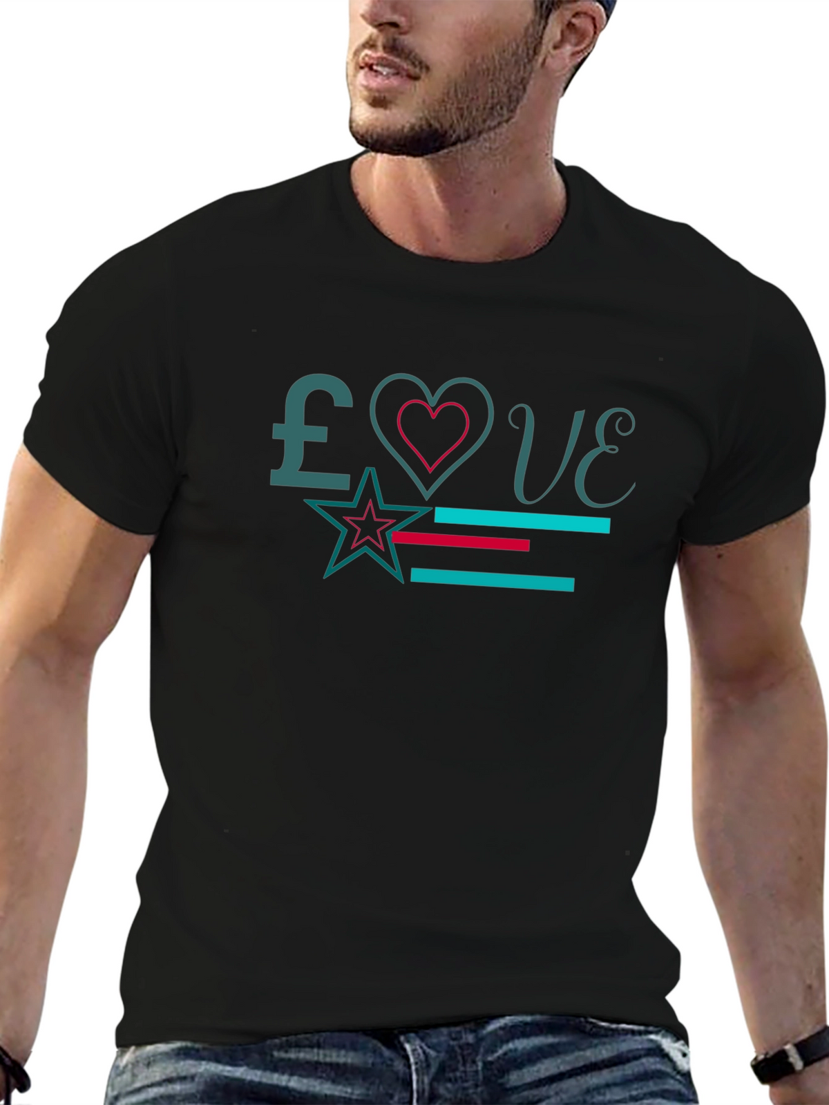 Love Graphic Print Black T-Shirt