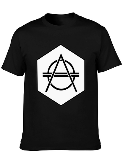 Geometric Hexagon Graphic Tee - Stylish Black T-Shirt
