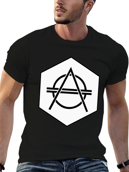Geometric Hexagon Graphic Tee - Stylish Black T-Shirt