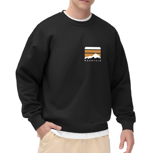 Retro Mountain Sunset Block Minimal Crew Sweatshirt