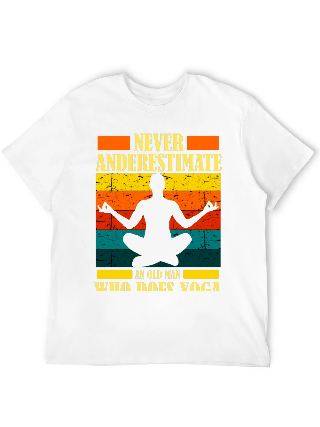 Never Underestimate Yoga Old Man Black T-Shirt