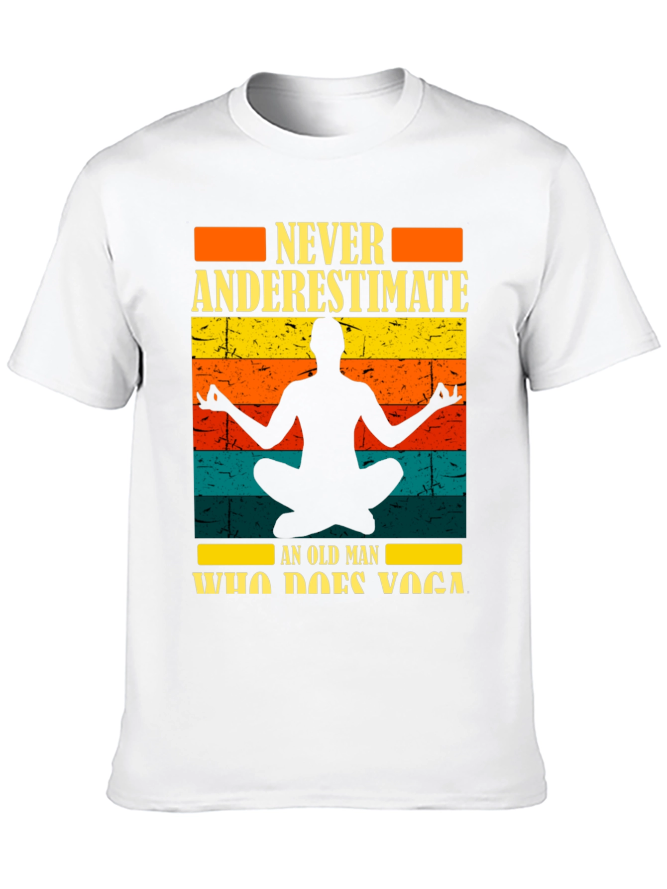 Never Underestimate Yoga Old Man Black T-Shirt