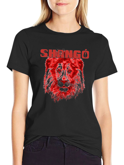Shangó Lion Graphic T-Shirt - Bold Red Design