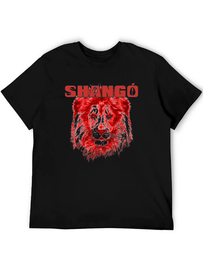 Shangó Lion Graphic T-Shirt - Bold Red Design