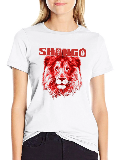 Shangó Lion Graphic T-Shirt - Bold Red Design