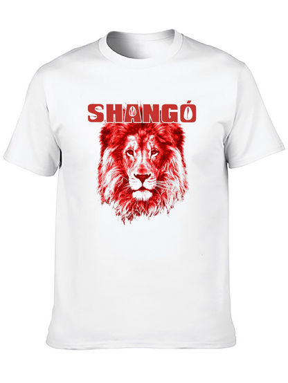 Shangó Lion Graphic T-Shirt - Bold Red Design