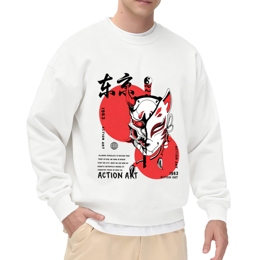 Tokyo Oni Mask Red Sun Japanese Street Sweatshirt