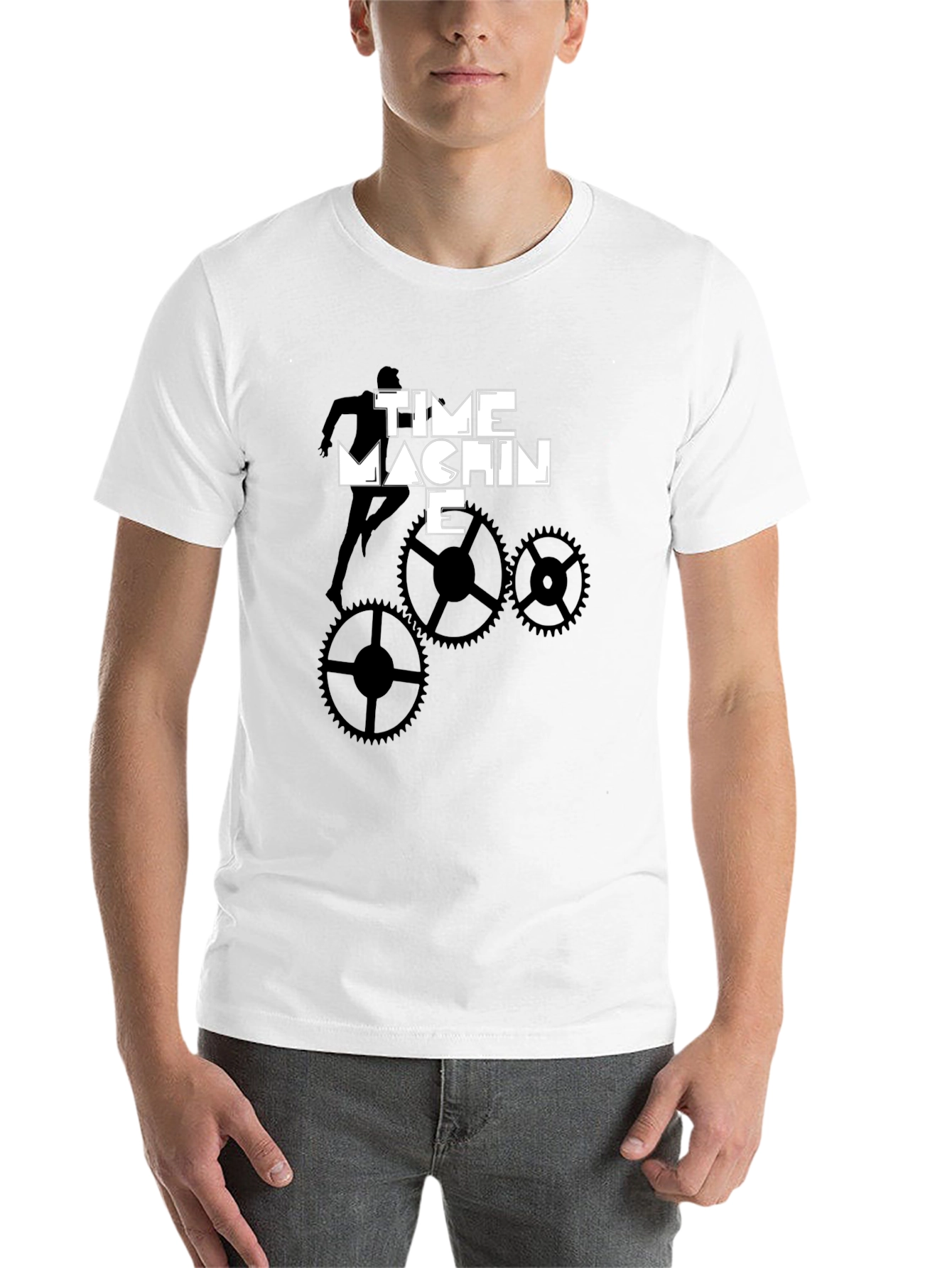 Time Machine Graphic Tee - Stylish Black Cotton T-Shirt