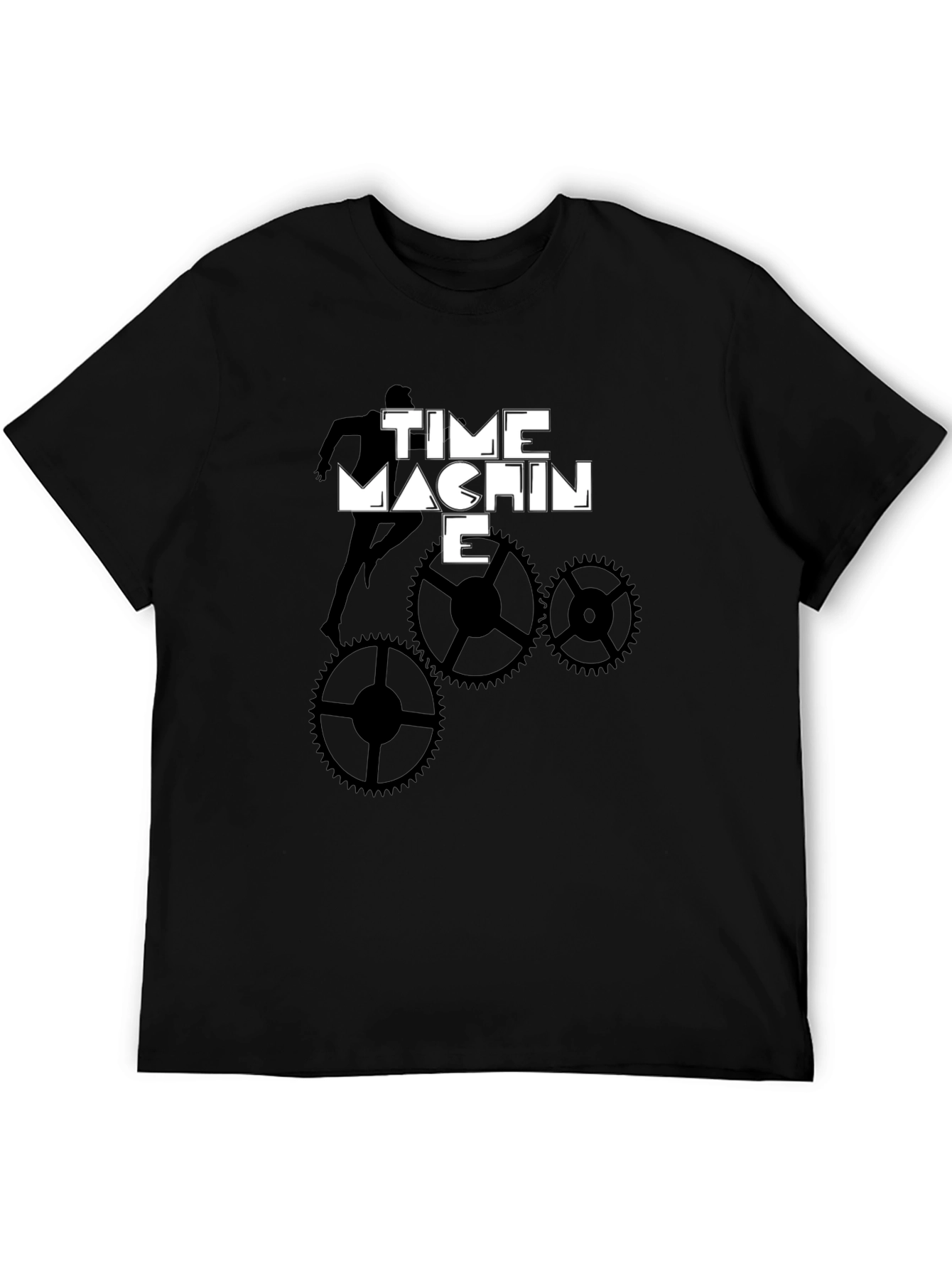 Time Machine Graphic Tee - Stylish Black Cotton T-Shirt