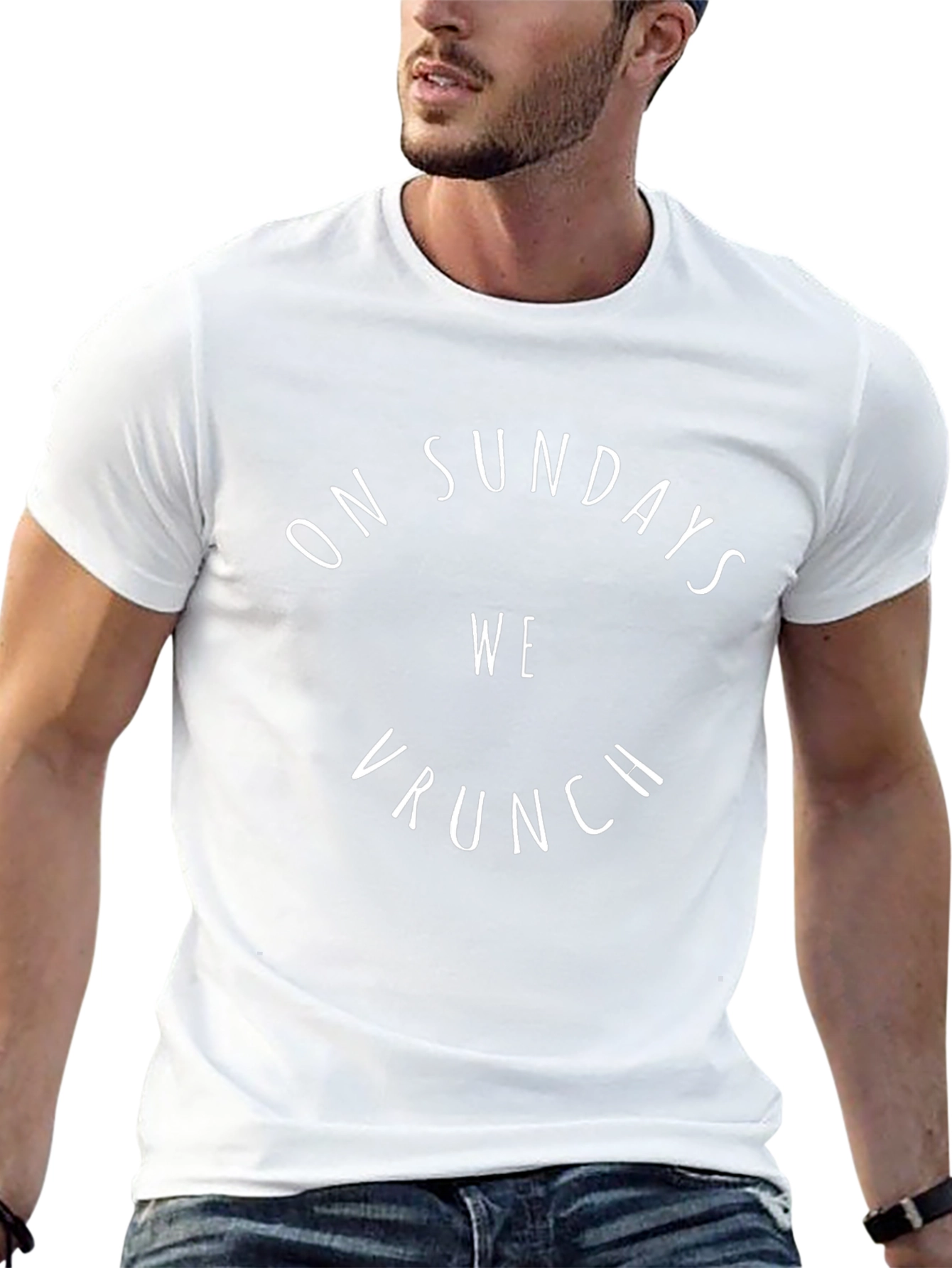 On Sundays We Vrunch Graphic Tee - Black